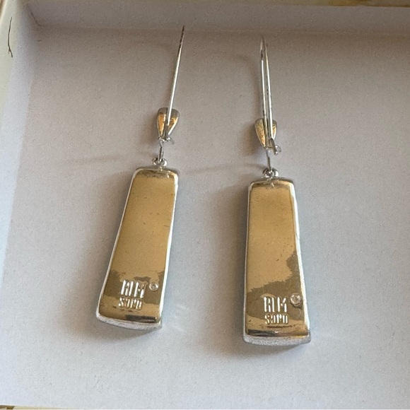 Robert Lee Morris Soho Turquoise Dangle Earrings Silver Tone 2.75” Drop NEW - Picture 3 of 10